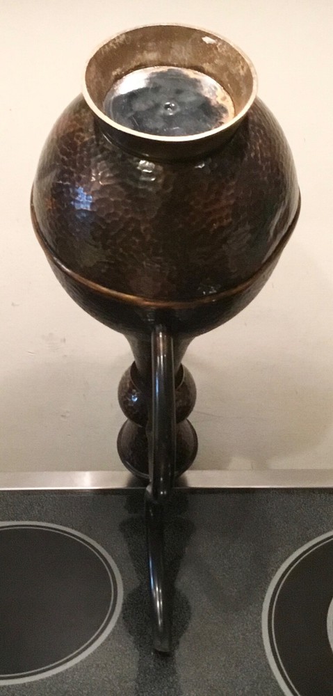 AGED BRASS COFFEE TEA WATER POT MIDDLE EASTERN ARABIC ISLAMIC ETCHED PATTERN