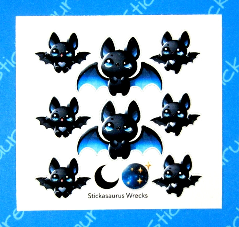 Halloween Bats Blue & Black Mini Sticker Sheet