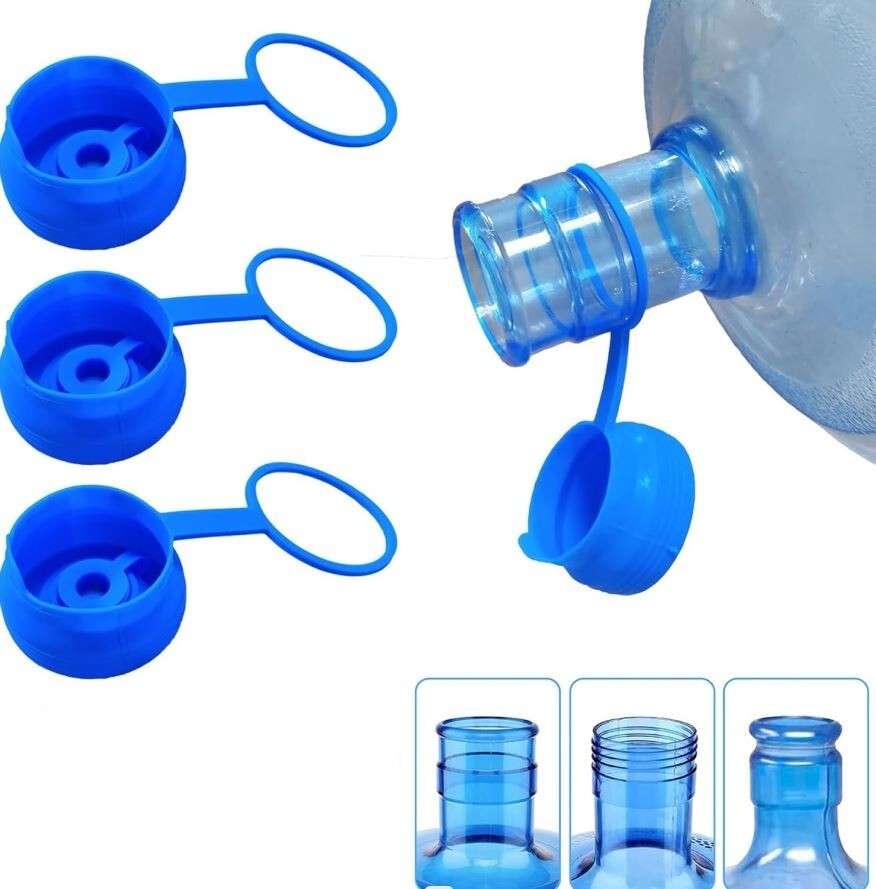 3 Pack Reusable 5 Gallon Water Jug Caps, Leak Proof Bottle Lids (55mm)