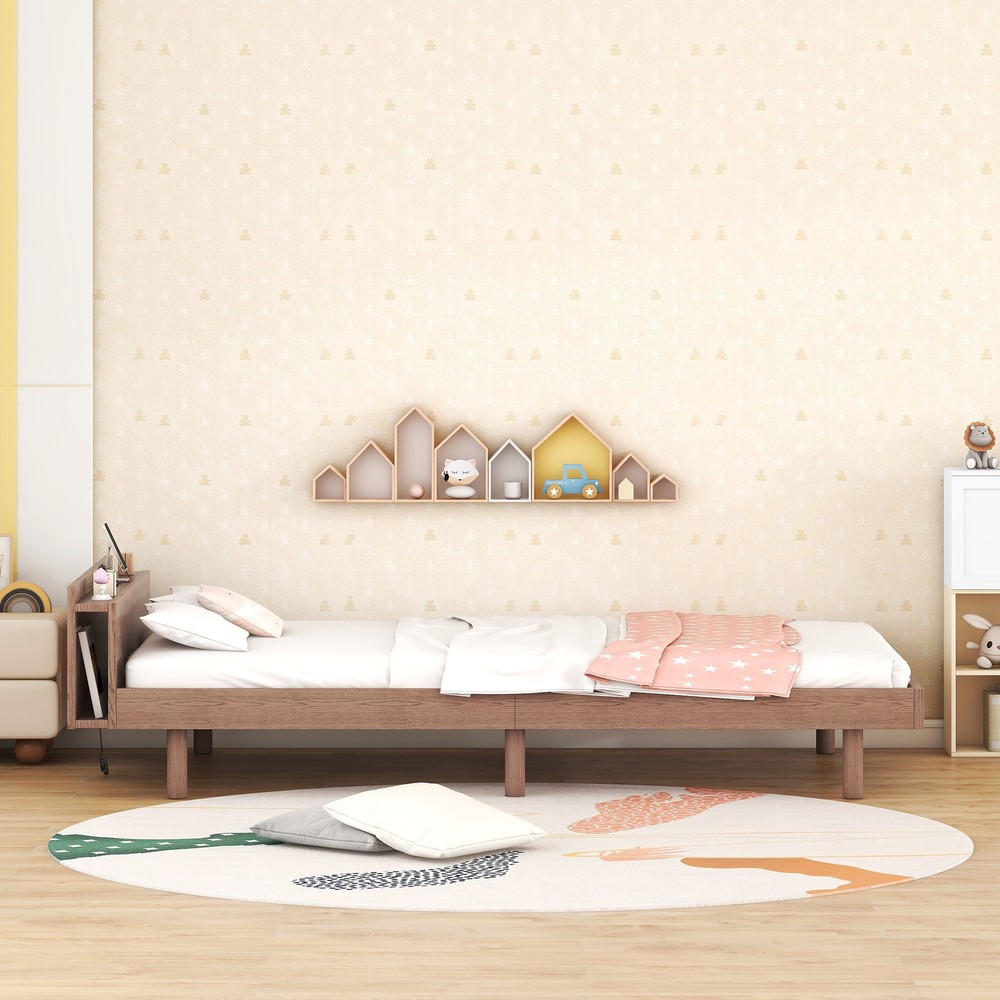 Modern Design Twin Size Platform Bed Frame w/Built-in USB port Superior Quality