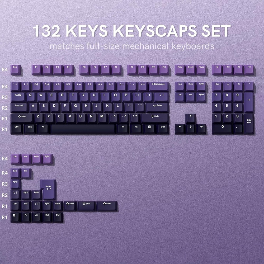Womier PBT keycaps,Gradient Purple Custom keycaps 60 Gradient