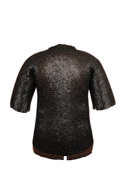 WEEKEND SALE Blackened Chainmail Haubergeon 6mm Round Ring Riveted W Solid Rings