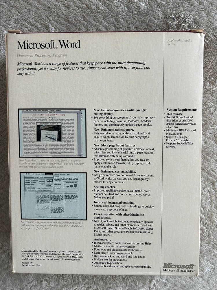 Microsoft Word 4.00 AE for Apple Macintosh Systems