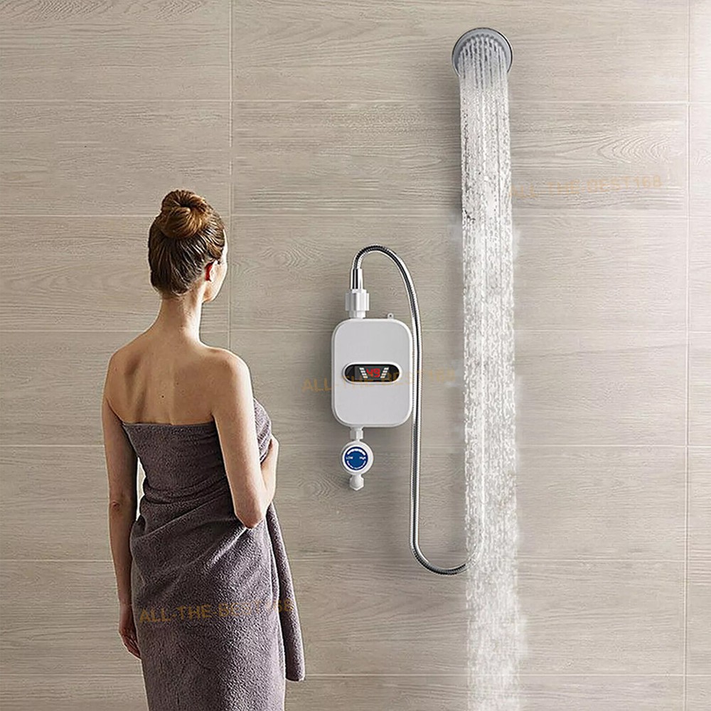 3500W Electric Tankless Instant Water Heater LED Indicator Hot Water Shower Set