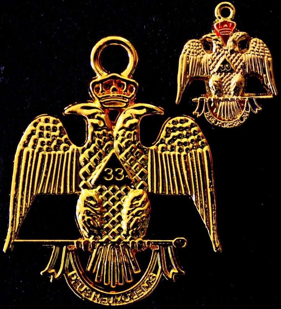 33rd Degree Eagle Charm Large + Small Pendant SET