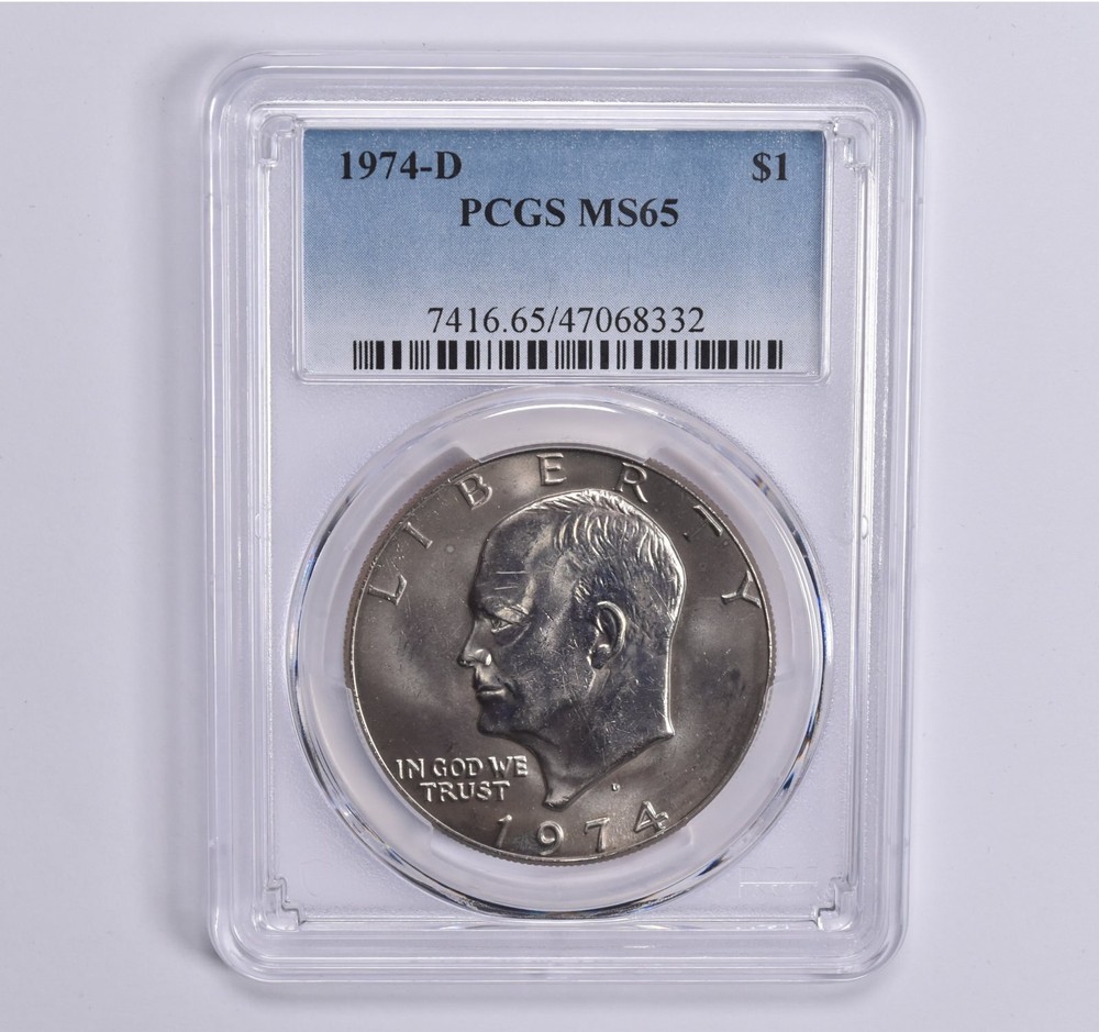 MS65 1974-D Eisenhower Dollar Ike PCGS Blue Label