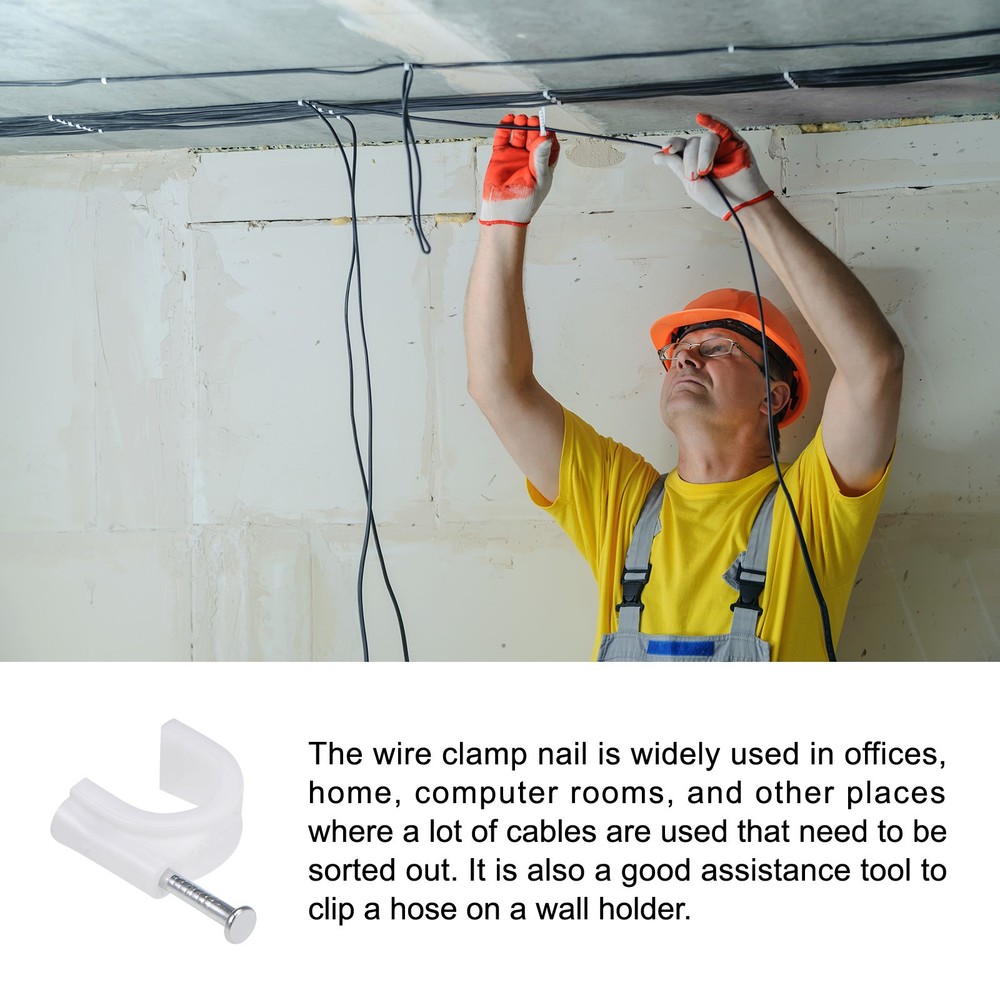 PE Cable Clip Nail Space Saving Clamp 12mm/White/100 Pcs