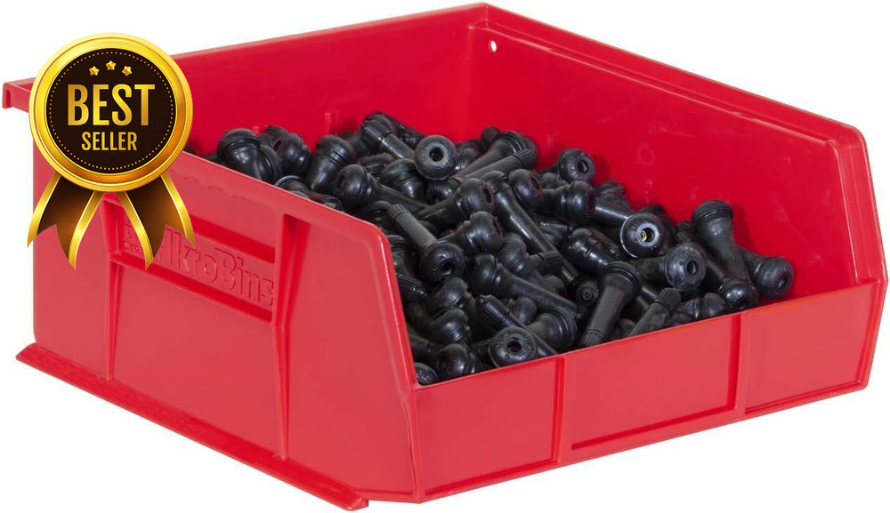 Plastic Storage Bins Stackable Garage Pantry Organizer 11x11x5 Red 6 Pack