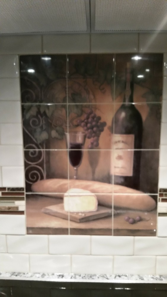 Art Wine Cheese Grape Mural Ceramic Backsplash Bath Decor Tile #114