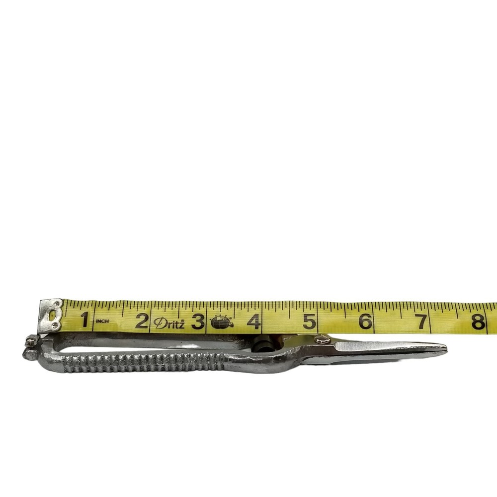 Vintage Solid Metal Scissors Silver Tone Spring Locking Shears 7"