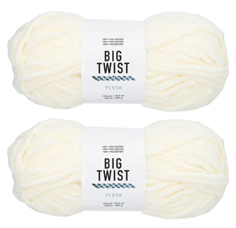 2 Skeins Solid Color Blanket Polyester Yarn, BIG TWIST