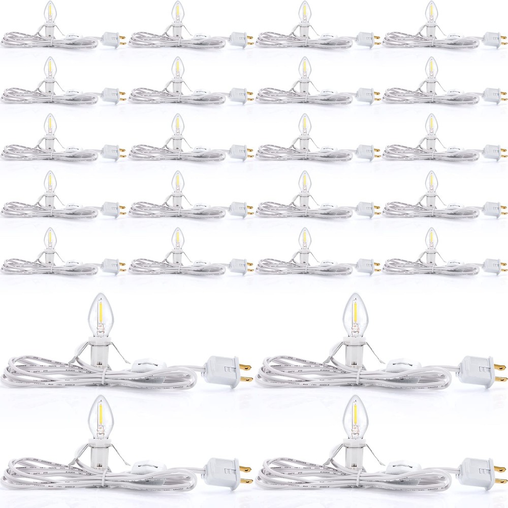 Coume 24 Packs Accessory Cord with LED Light Bulb, 6 Ft Warm White