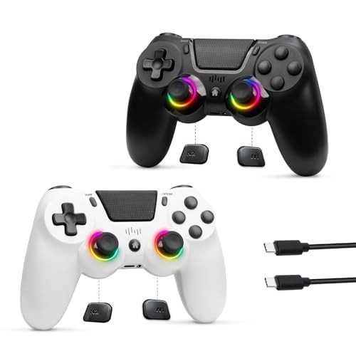2 Pack Wireless PS-4 Controller, Game Remote Controller with PS-4/Slim//PC, R...