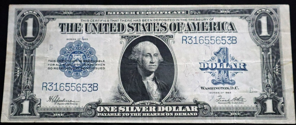 1923 $1 DOLLAR SILVER CERTIFICATION, CIRCULATED CONDITION, LARGE NOTE