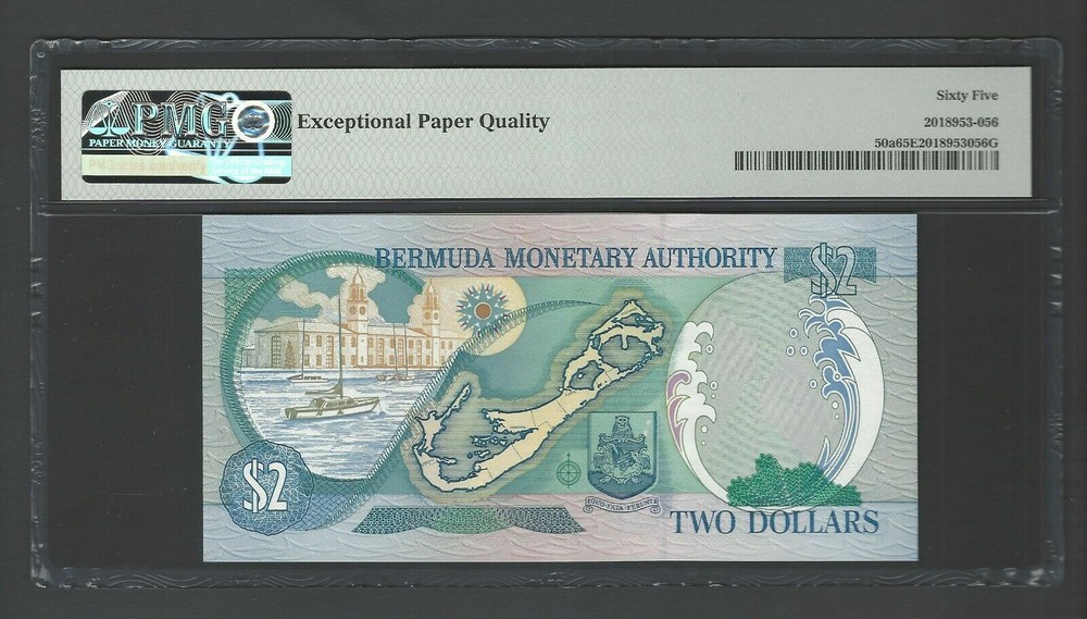 Bermuda 2 Dollars 2000 P50a Uncirculated Grade 65