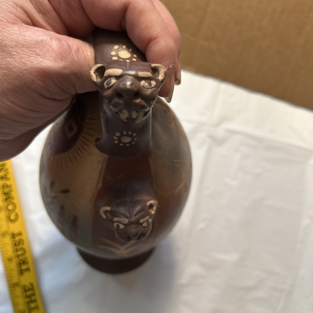 Vintage Peruvian Artisan Handcrafted Figural Vessel Jug