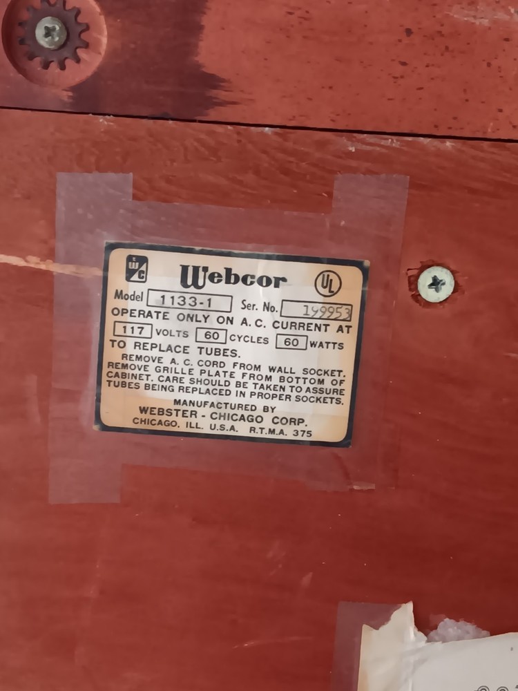 Vintage Webcor Musicale Model 1133-1 Record Player 3 Speed Tested