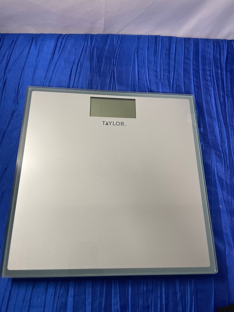 Taylor digital glass bathroom scale with silver/grey finish