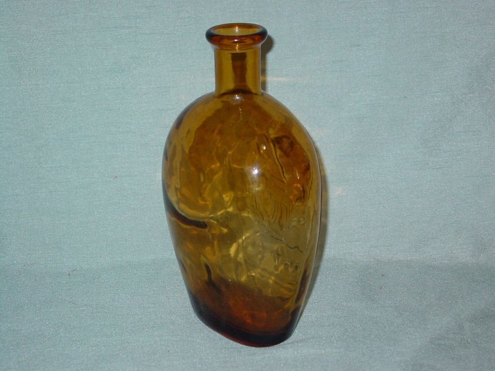 Vintage Amber American Eagle Embossed Glass Bottle EMPTY