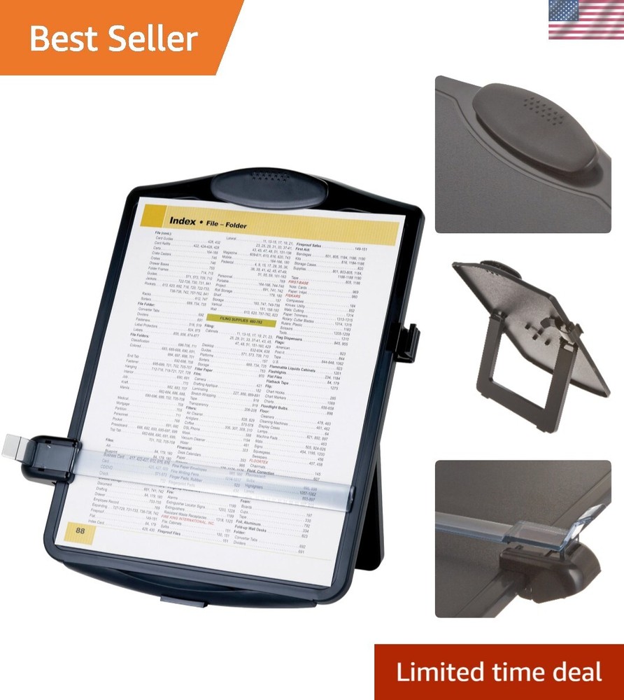 Stylish Black Easel Document Holder with Adjustable Clip for Efficient Viewing