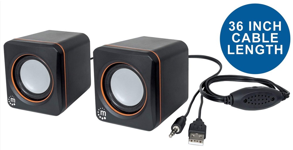 Manhattan USB Powered Stereo Speaker System - Small Size - with Volume Contro...