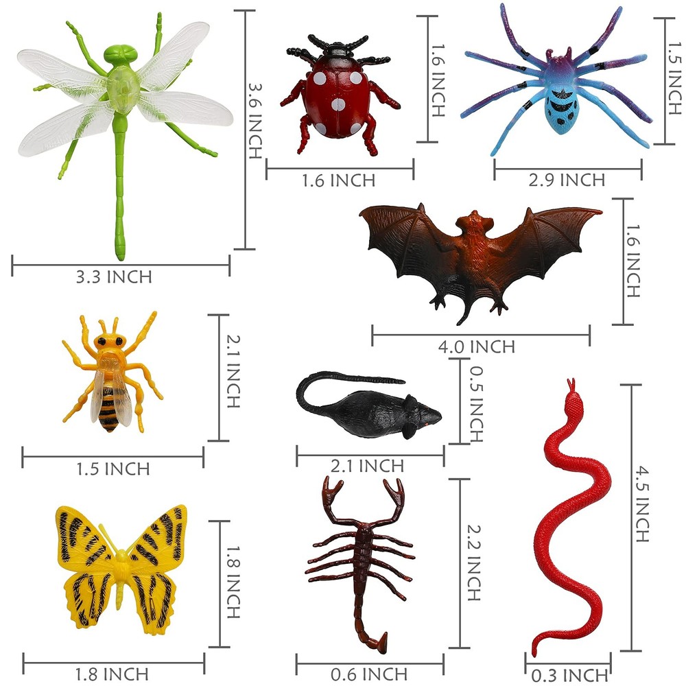73 Pack Plastic Fake Mini Bugs Set, Realistic Insects Toy small, Multi_color