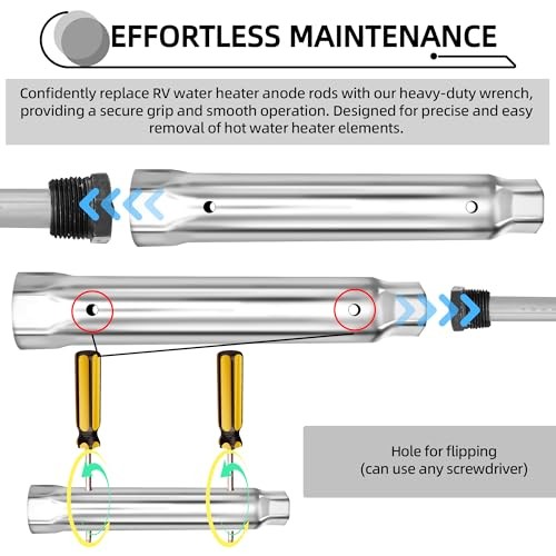 Heavy-Duty Dual Hex 10" x1 1/16" Socket x 1 1/2" Anode Rod Sockets, RV Water