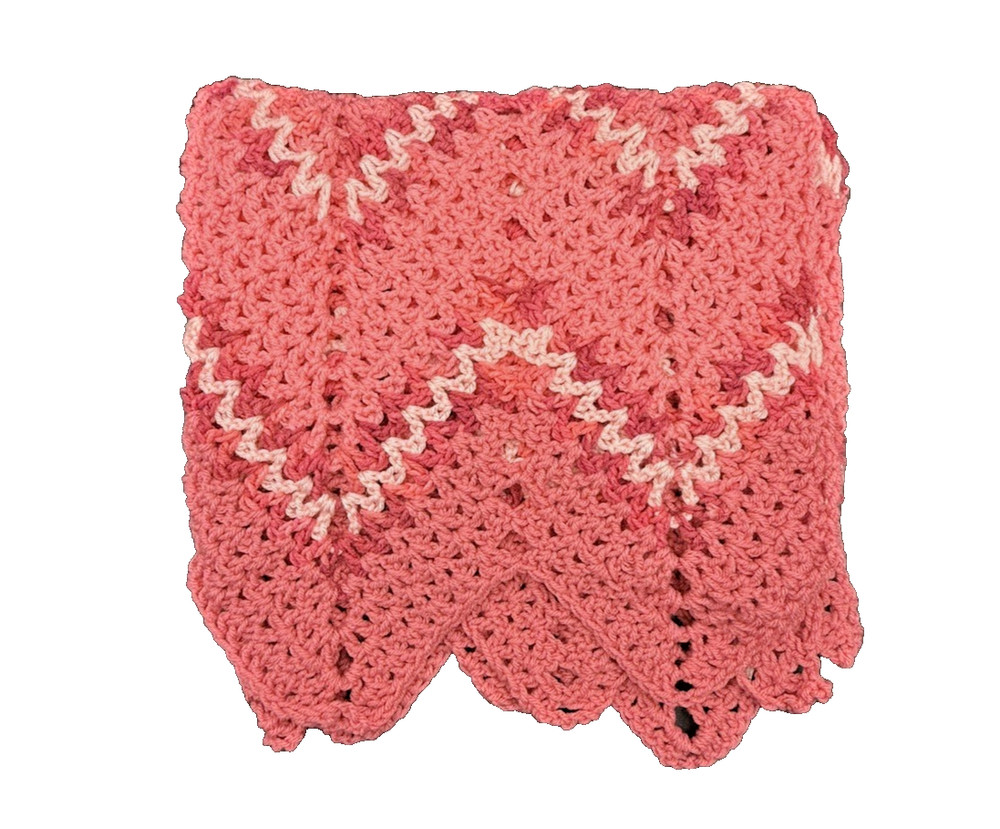 Hand Crafted Crochet 29x51 Pink Bed Decor Throw