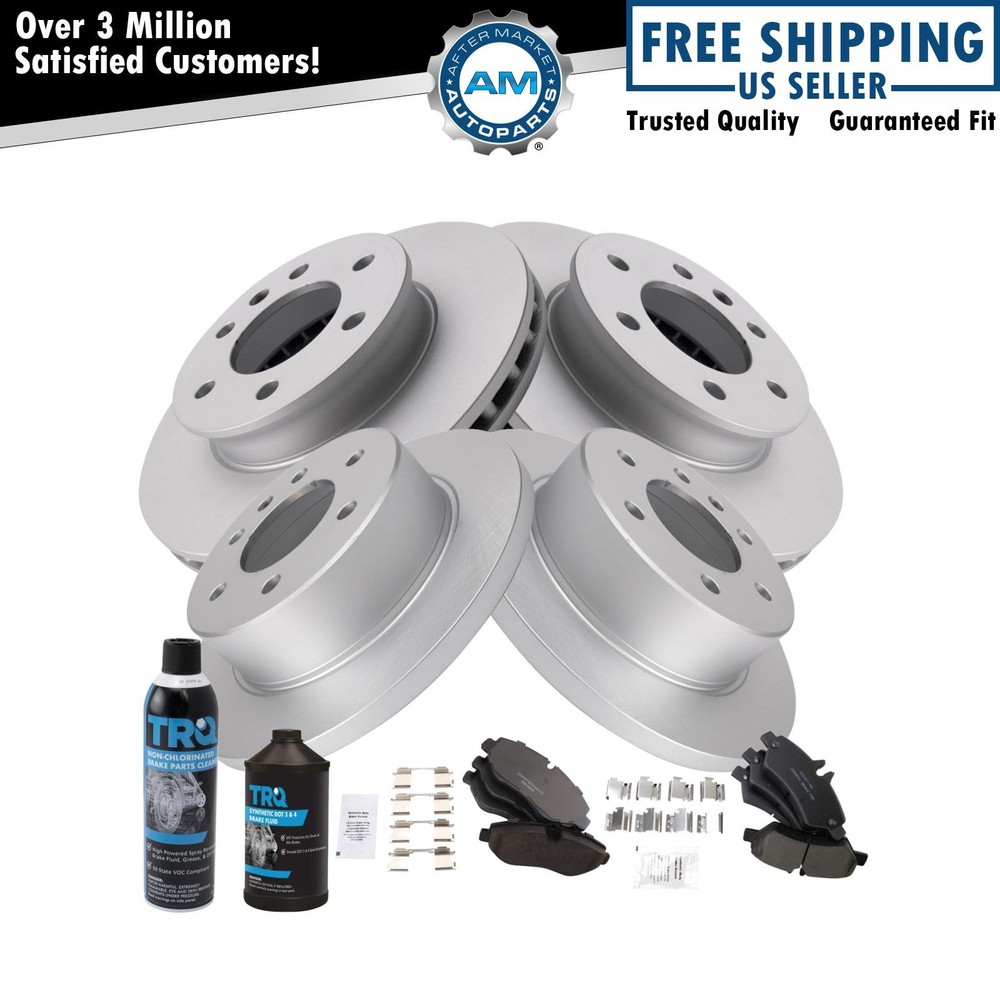 Front & Rear Ceramic Brake Pad & Coated Rotor Kit with Fluids for Sprinter