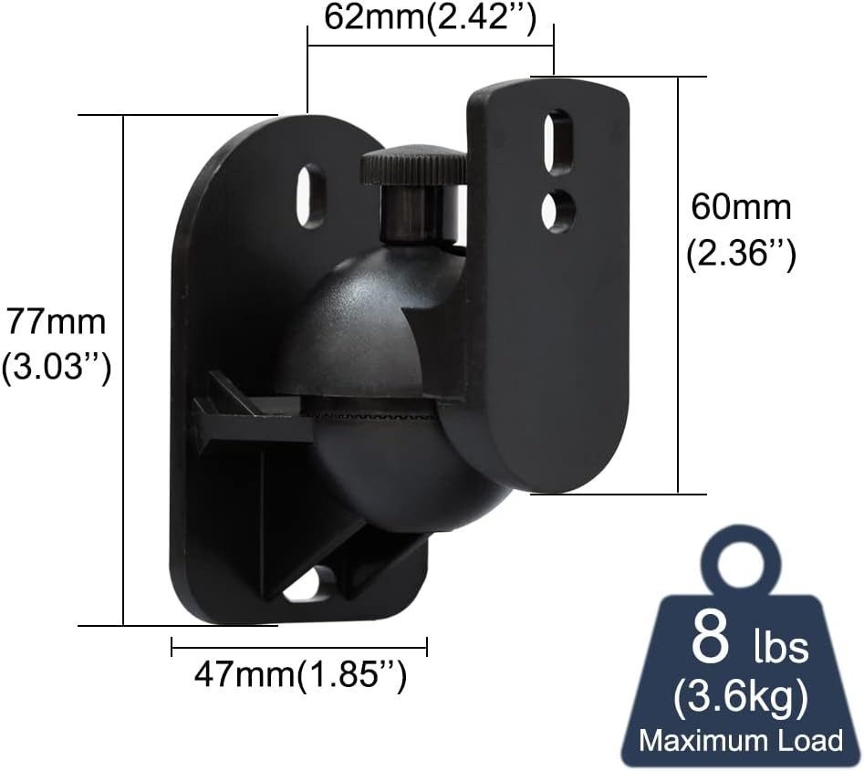 2 Pack Speaker Wall Mount Brackets,Universal Mount for Surround Sound Speakers..