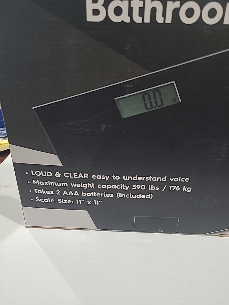 Handy Solutions : Talking Digital Bathroom Scale Black ,390lb Capacity-NEW-