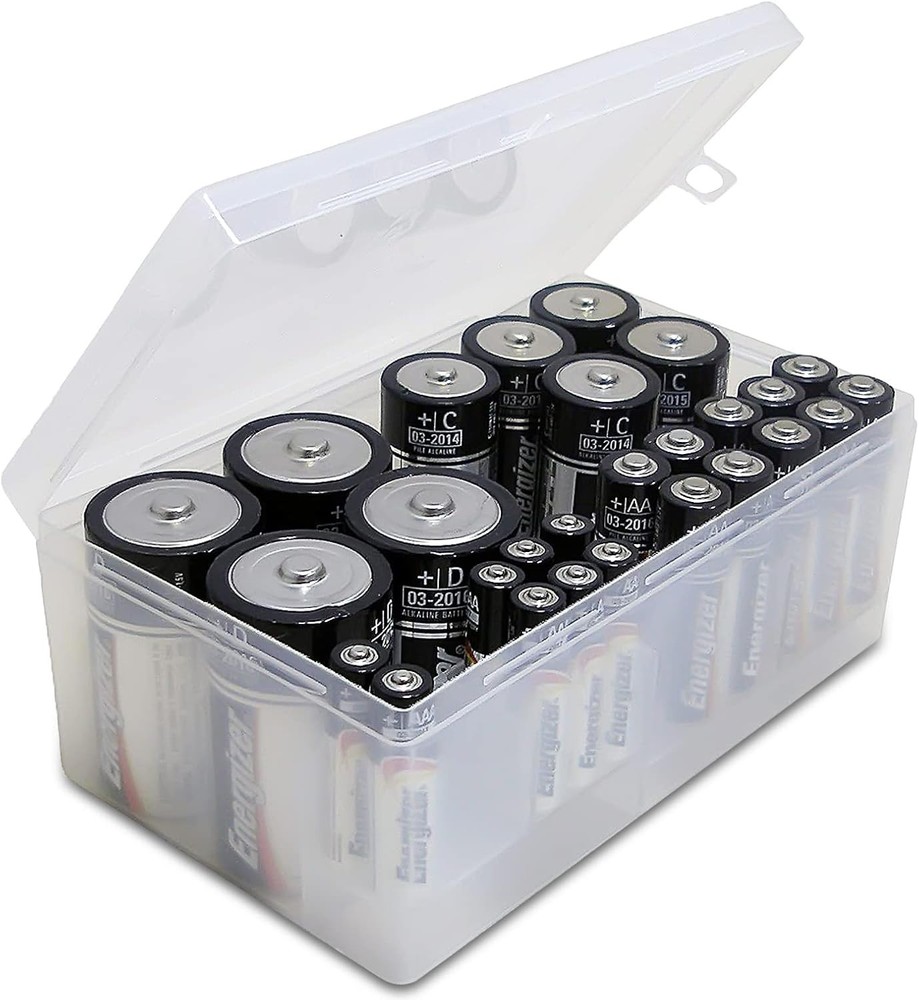 Multi-Purpose Battery Organizer - Transparent Design, Holds All Standard Sizes