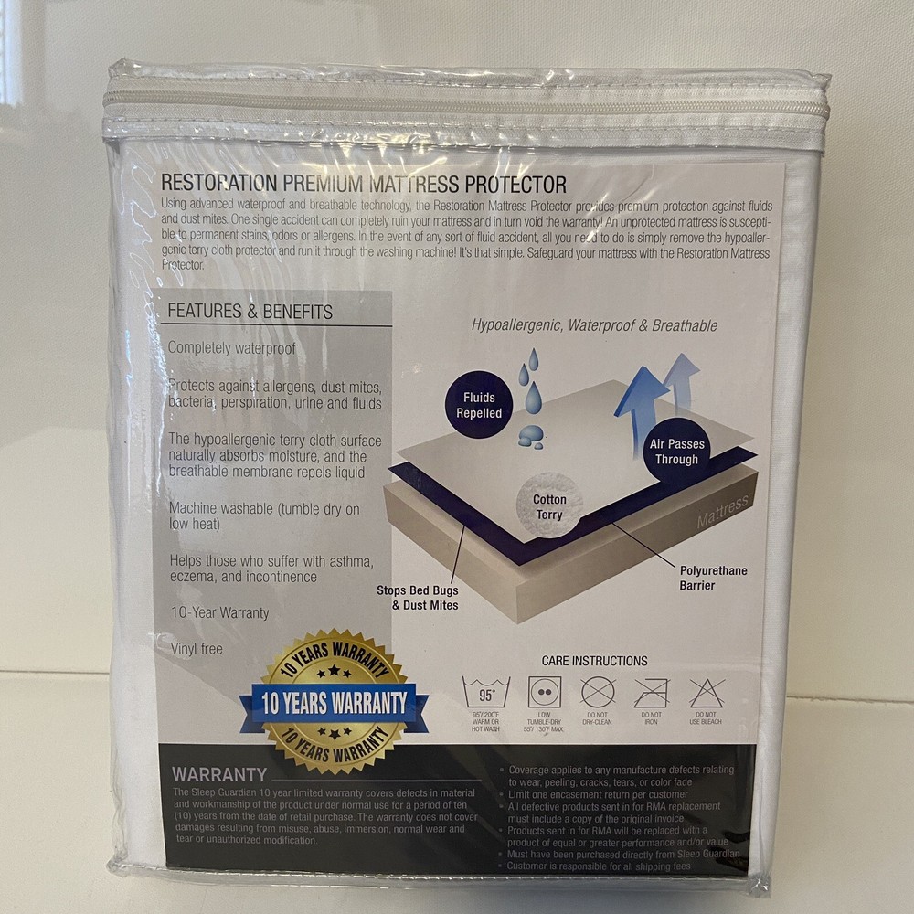 Sleep Guardian King Size Premium Mattress Protector NWT