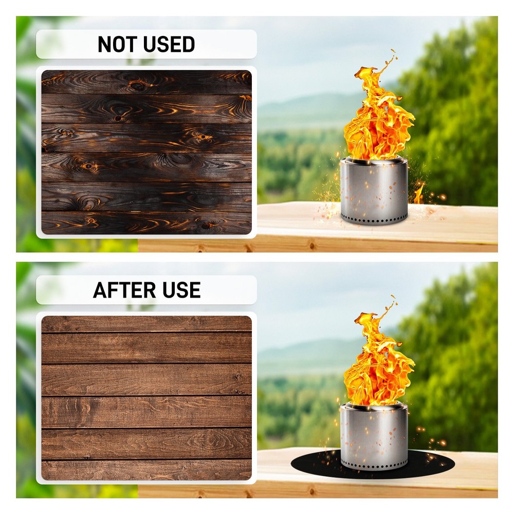 20 inch Fire Pit Mat Round 4-Layer Under Grill Mat Fireproof Fire Pit Pad Black