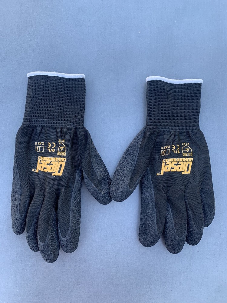 12pairs Black diesel working glove Large