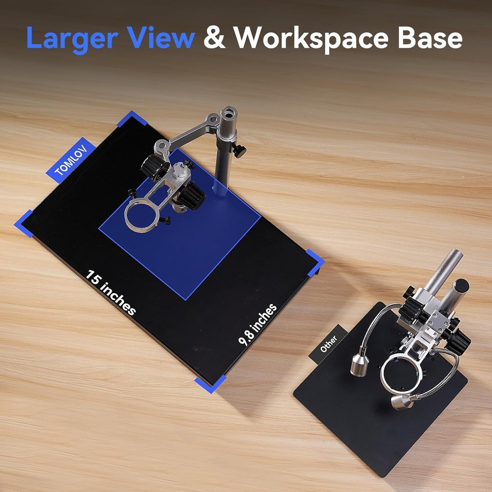 TOMLOV 4K LCD Digital Microscope 2000X Coin Microscope 10.1'' HDMI 52MP Spin Arm