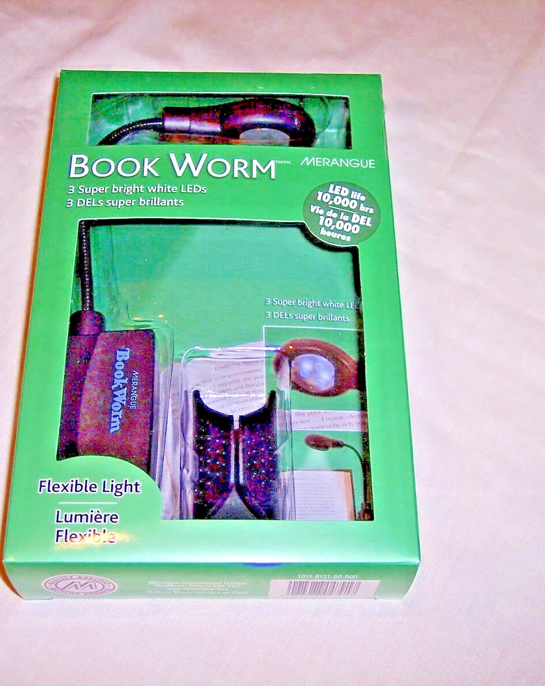Book Light Flexable Book Worm 3 Super Bright White LEDs, Attachable Clip