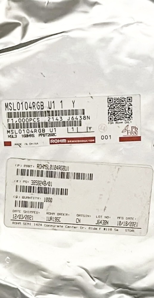 1000 Pack Semiconductor RGB Indication LED Modules Rohm MSL0104RGBU1