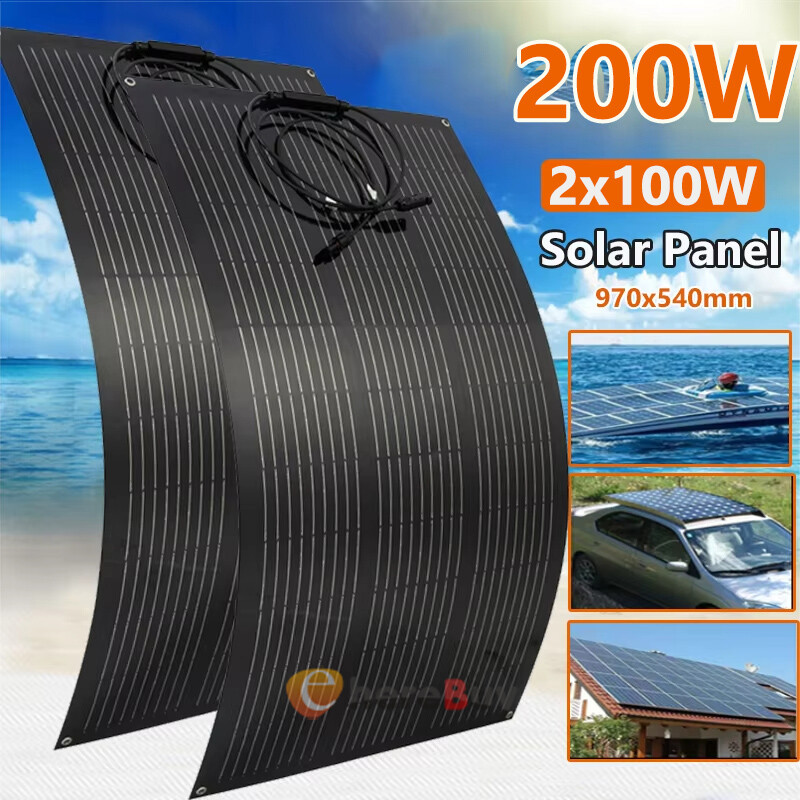 200W Flexible Solar Panel 12V Efficiency Power Mono Camping Home Battery Charge