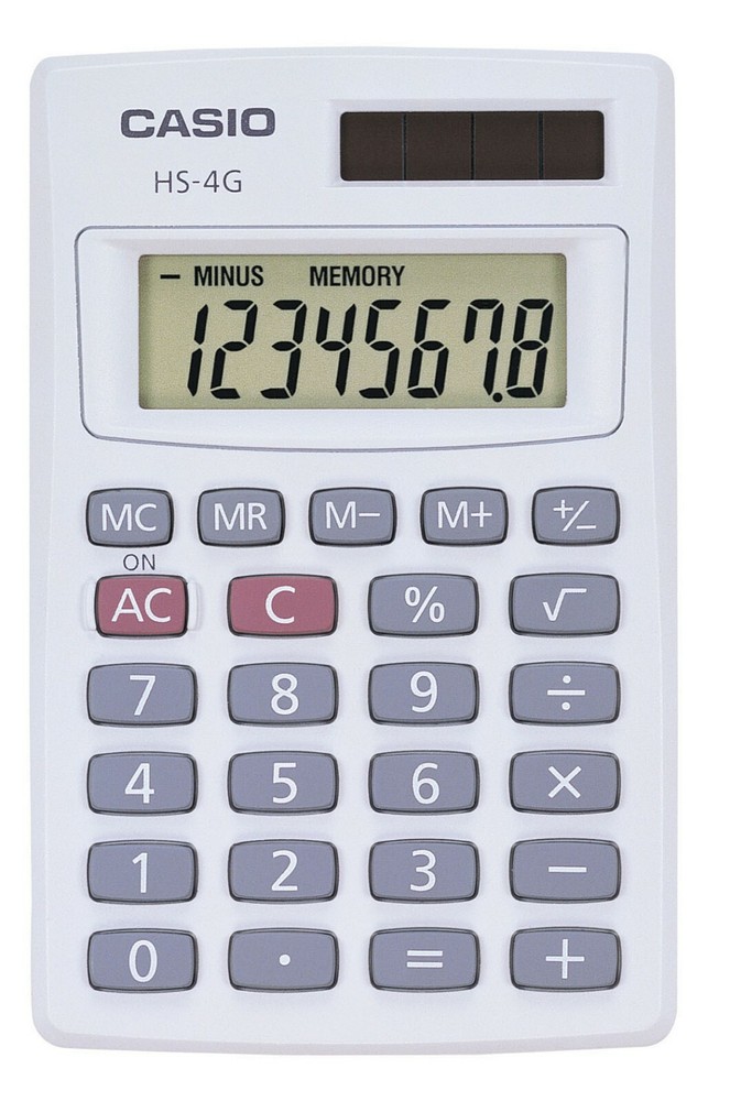 2 Pack Casio HS-4G Handheld Solar Calculator, Pocket Size