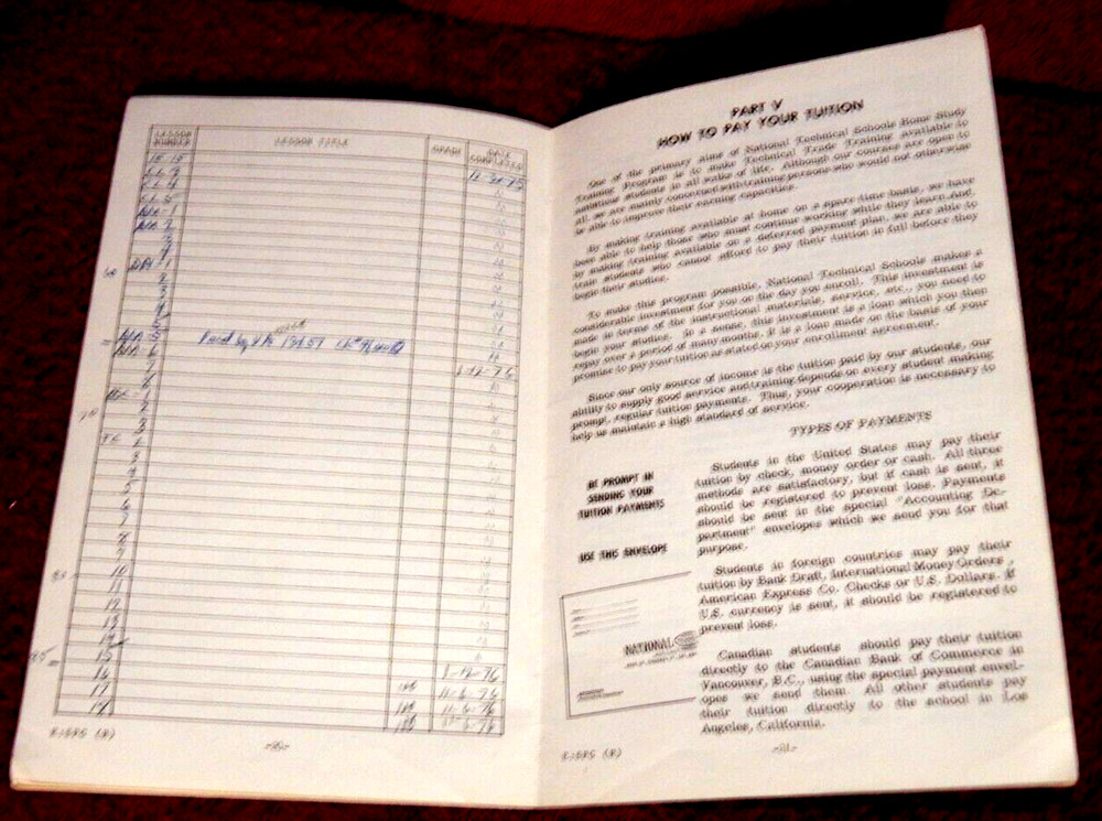 Vintage National Technical Schools Student Guide Book
