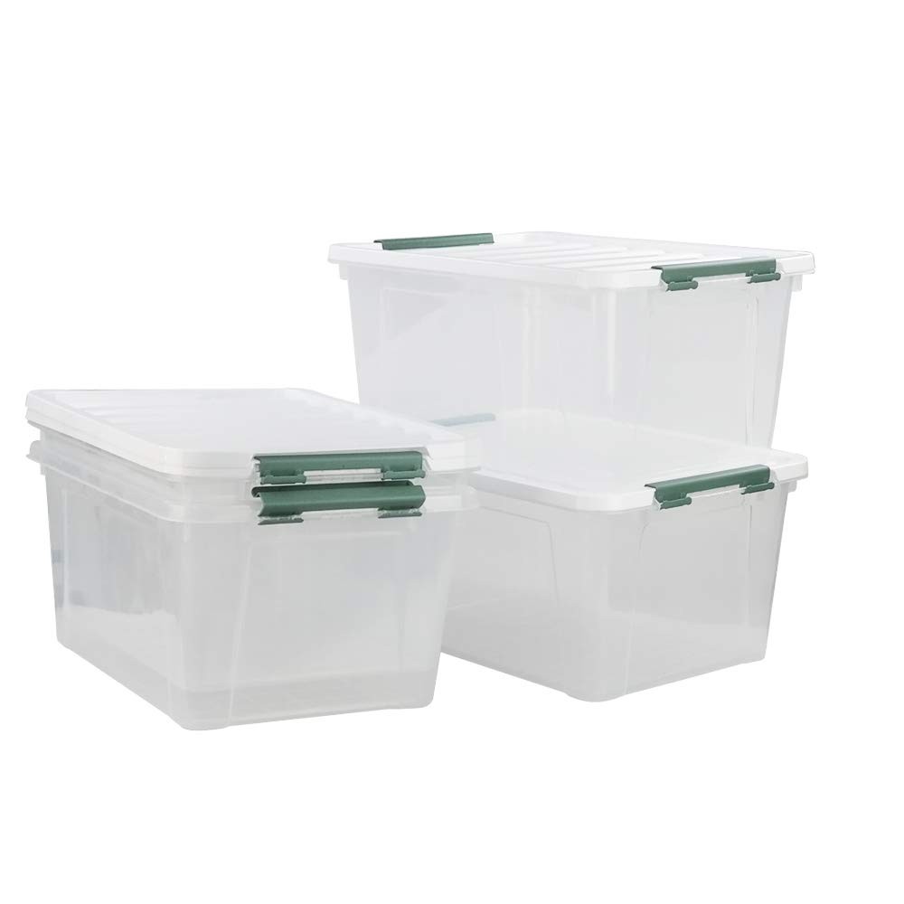 20 Quart Clear Storage Bins with Lid and Handle, Multipurpose Stackable Plast...