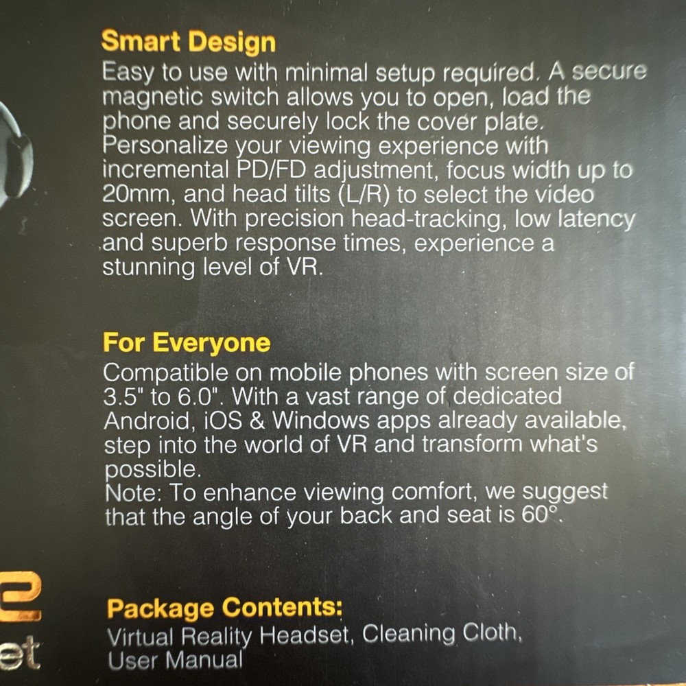 Eclipsevr Virtuscape Virtual Reality Headset New In Box Black