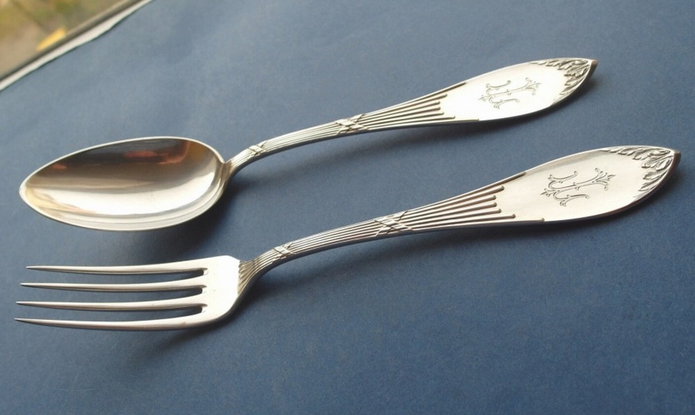 Set Table Fork + Tablespoon Crusade Used Friedländer Koch & Bergfeld Silver E523