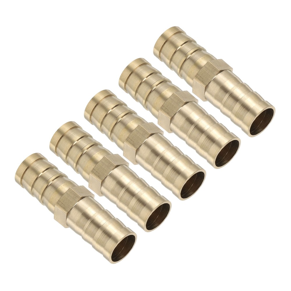 5 Pcs 1/2" Brass Hose Barb Fitting, Straight Barb Union Fittings Metals Splicer