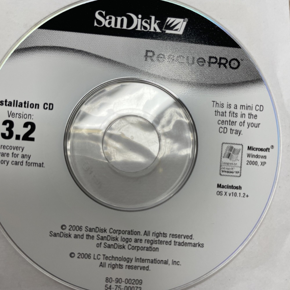 Sandisk Rescue Pro 3.2 2006 Vintage Software