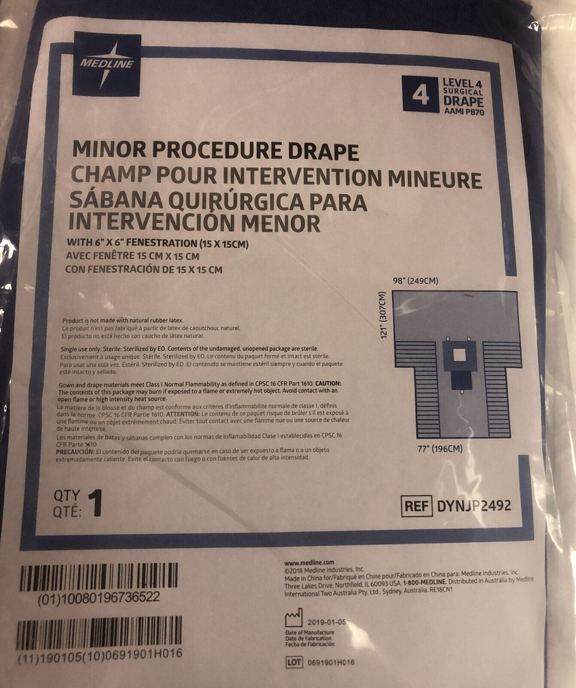 ONE PK MINOR PROCEDURE DRAPE Level 4 SIZE 121"X77" (2492)
