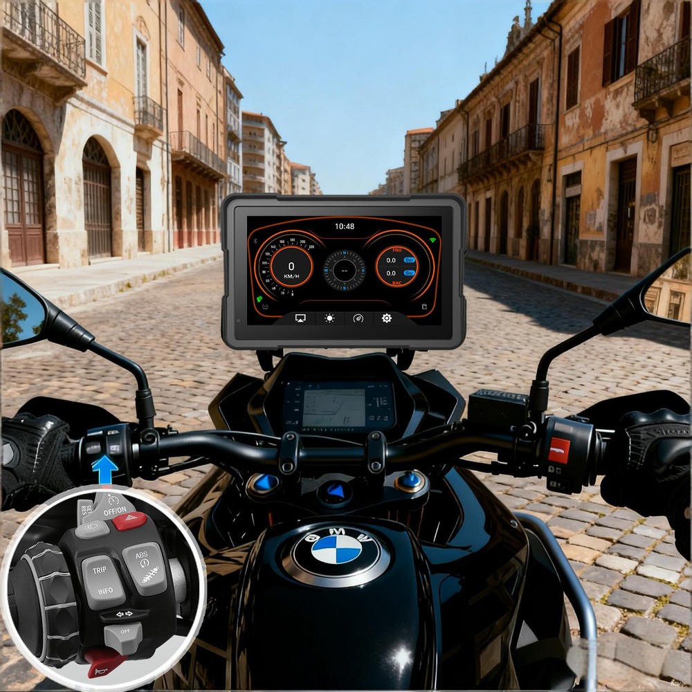 Motorcycle GPS Navigation 7"IPS CarPlay Android Auto Waterproof &Shockproof H1