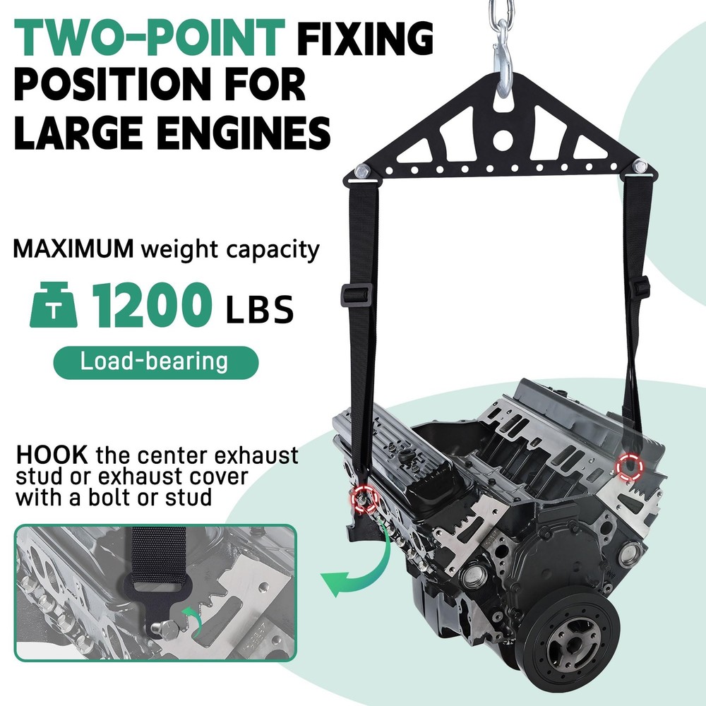 Ustinian Universal 2 Point or 4 Engine Lift Sling Kit Featuring Black...