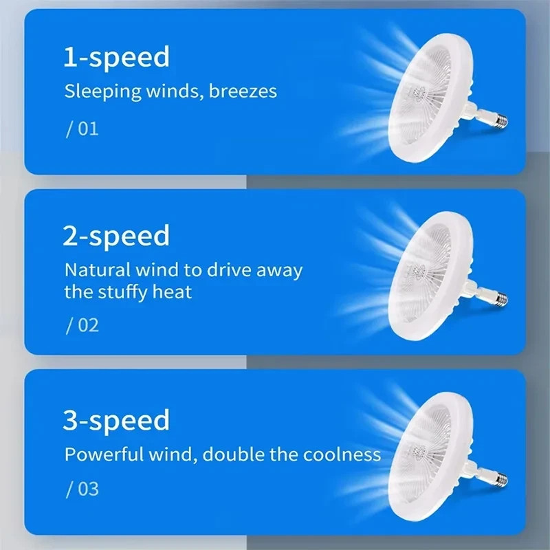 10" Adjustable E27 Socket Ceiling Fan Dimmable LED Light Remote Cooling Fan Lamp